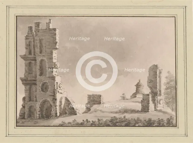 View of the ruins of Huis ter Kleef near Haarlem, c. 1752. Creator: Anon.