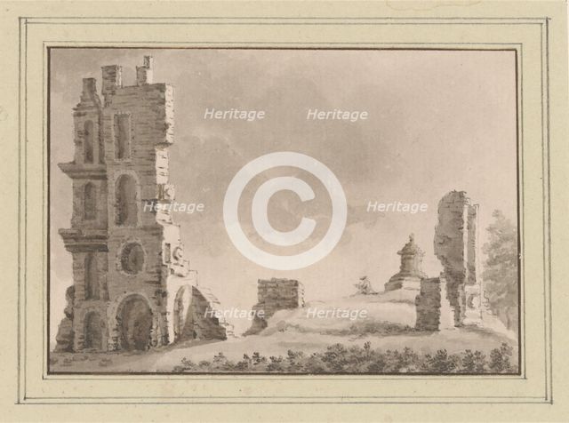 View of the ruins of Huis ter Kleef near Haarlem, c. 1752. Creator: Anon.
