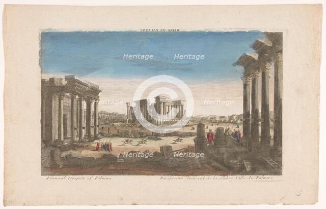 View of the ruins of Monuments in Palmyra seen from the northwest side, 1700-1799. Creator: Anon.