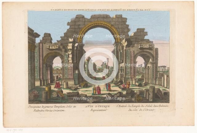 View of the ruins of the bow of the column gallery in Palmyra, seen from the east side, 1700-1799. Creator: Anon.