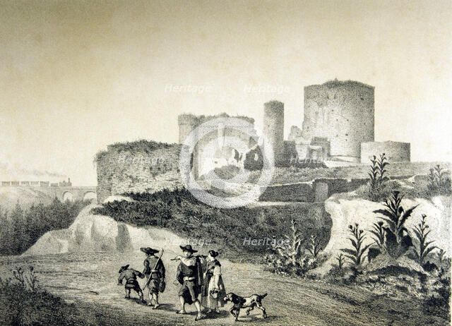 View of the ruins of the castle of Arévalo (Ávila), engraving in the book 'Memories and beauties …