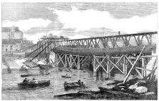 View of the ruins of the Lendal Bridge, York, taken immediately after its fall, 1861. Creator: Unknown