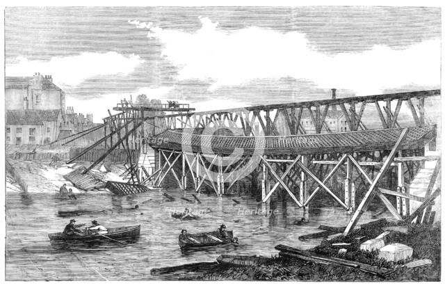 View of the ruins of the Lendal Bridge, York, taken immediately after its fall, 1861. Creator: Unknown.