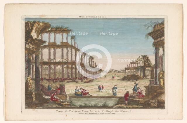 View of the ruins of the temple of Minerva in Rome, 1759-c.1796. Creators: Louis-Joseph Mondhare, Groux.