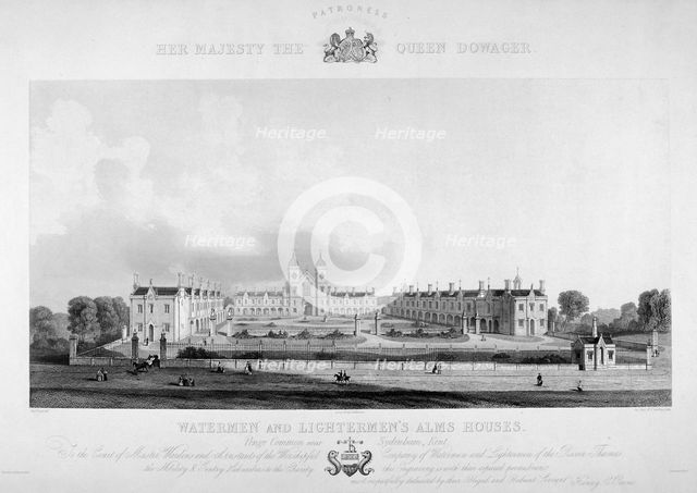 View of the Watermen and Lightermen's Almshouses in Penge, Kent, 1842. Artist: WF Starling