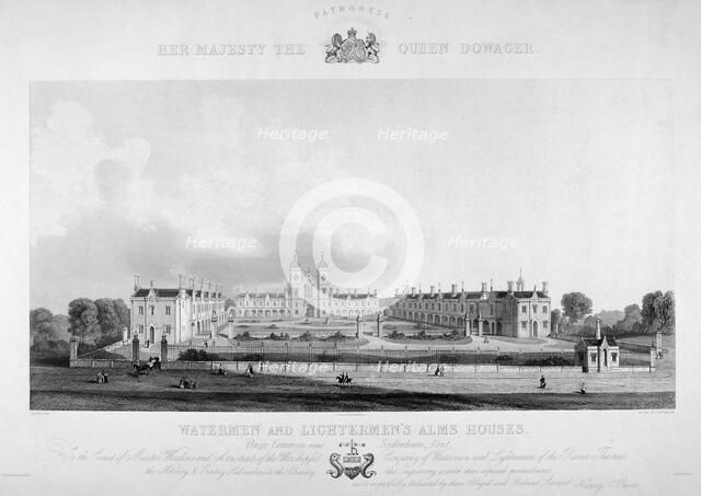 View of the Watermen and Lightermen's Almshouses in Penge, Kent, 1842. Artist: WF Starling