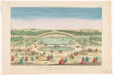 View of the waterside parterre and Grand Canal in the garden of the Chateau...1700-1799. Creator: Basset