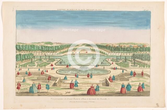 View of the waterside parterre and Grand Canal in the garden of the Chateau...1700-1799. Creator: Basset.