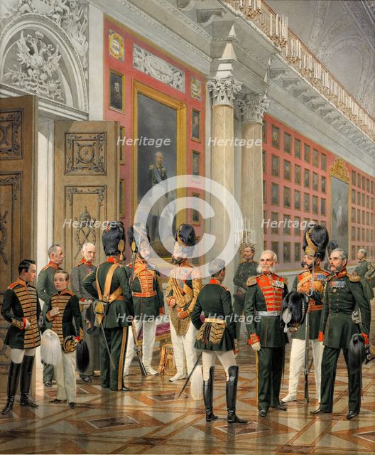View of the War Gallery of 1812 in the Winter Palace (Company of Court Grenadiers), 1862. Creator: Karl Piratsky.