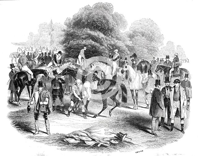 View of the Warren, Derby Day, Epsom Races, 1844. Creator: Unknown.