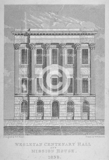 View of the Wesleyan Centenary Hall and Mission House, Bishopsgate, City of London, 1839. Artist: WW Pocock
