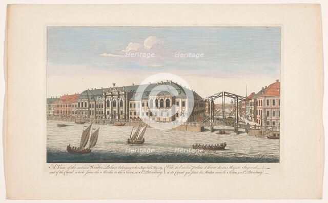 View of the Winter Palace and the canal between the rivers Mojka and Neva in Saint Pete..., 1745-94. Creator: Unknown.