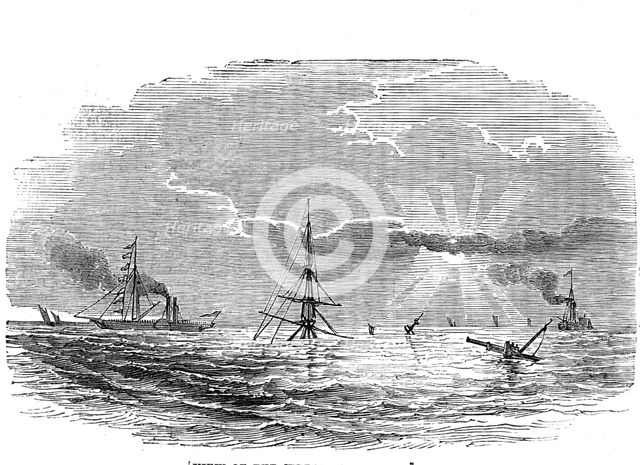 View of the wreck at sunset, 1844. Creator: Unknown.