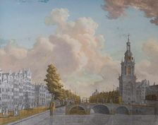View of the Tower called Jan Roodenpoortstoren and the Singel Canal in Amsterdam, 1770-1814. Creator: Jonas Zeuner