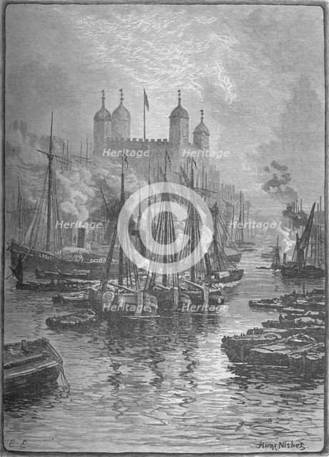'View of the Tower from London Bridge', 1890. Artist: Hume Nisbet.