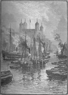 View of the Tower from London Bridge 1890. Artist: Hume Nisbet