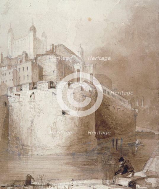 View of the Tower of London from the moat, c1830. Artist: Anon