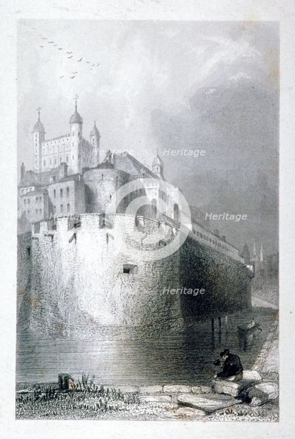 View of the Tower of London from the moat, c1830. Artist: Anon