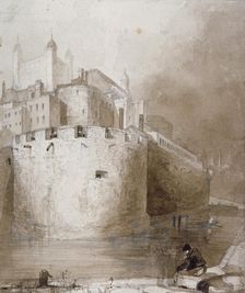 View of the Tower of London from the moat, c1830. Artist: Anon