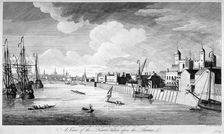 View of the Tower of London with boats and passengers on the River Thames, 1751. Artist: John Boydell