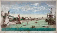 View of the Tower of London with boats on the River Thames, 1751. Artist: John Boydell