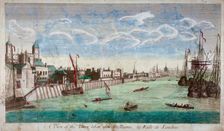 View of the Tower of London with boats on the River Thames, 1751. Artist: John Boydell