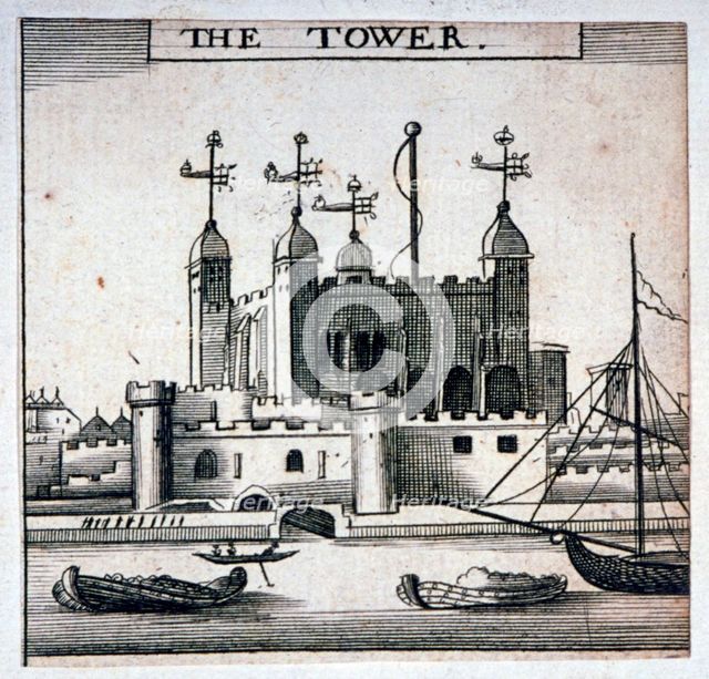 View of the Tower of London with boats on the River Thames, c1750. Artist: Anon