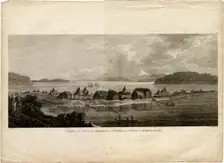 View of the Town and Harbour of Petropavlovsk-Kamchatsky (from the Voyage to the Pacific Ocean), 1785. Artist: Pouncey, Benjamin Thomas (active 1772-1799)