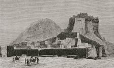 View of the town and the fort (present-day Pakistani territory), Kalat, Afghanistan, 1878. Creator: Unknown