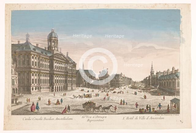 View of the Town Hall and the Dam in Amsterdam, 1745-1775. Creator: Unknown.