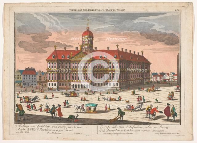 View of the Town Hall and the Dam in Amsterdam, 1742-1801. Creator: Georg Balthasar Probst.