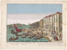 View of the Town Hall and the harbor in Marseille, 1700-1799. Creator: Remondini family