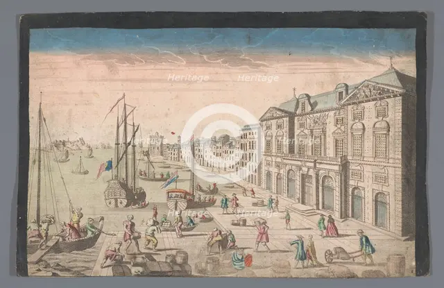 View of the Town Hall and the harbor in Marseille, 1745-1775. Creator: Anon.
