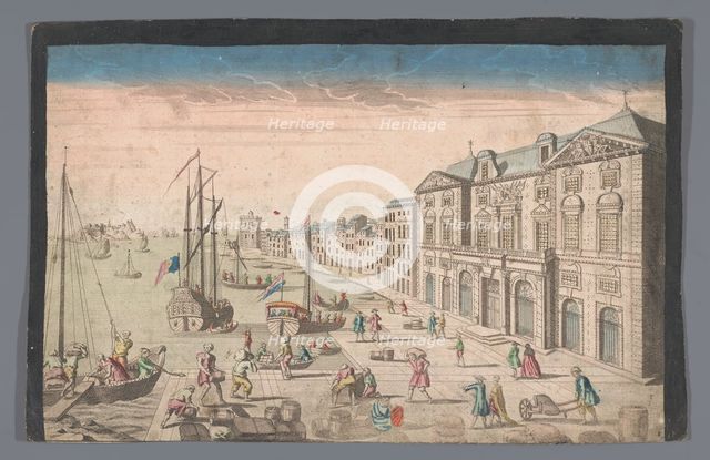 View of the Town Hall and the harbor in Marseille, 1745-1775. Creator: Anon.
