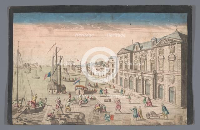 View of the Town Hall and the harbor in Marseille, 1745-1775. Creator: Anon.