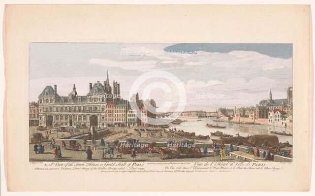 View of the Town Hall and the River Seine in Paris, 1749. Creator: Paul Angier.