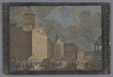 View of the town hall in Amsterdam with the arrival of Willem V and Wilhelmina van..., 1768-1799. Creator: Anon