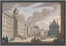 View of the Town Hall, the Nieuwe Kerk and the Waag on Dam Square in Amsterdam, 1753-1799. Creator: Simon Fokke
