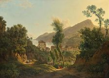 View of the town of Vietri overlooking the Gulf of Salerno, 1819. Creator: Joseph Rebell