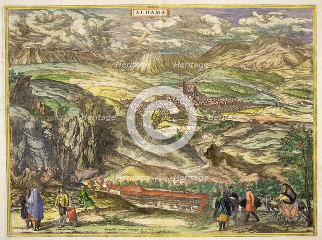 View of the town of Alhama (Granada). Engraving for the work 'Civitates Orbis Terrarrum', 1576, b…