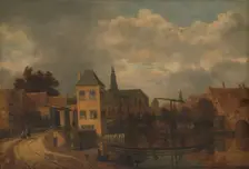 View of the Town of Haarlem, taken from the Spaarne River, showing the Eendjespoort, c.1650-c.1659. Creator: Balthasar van der Veen