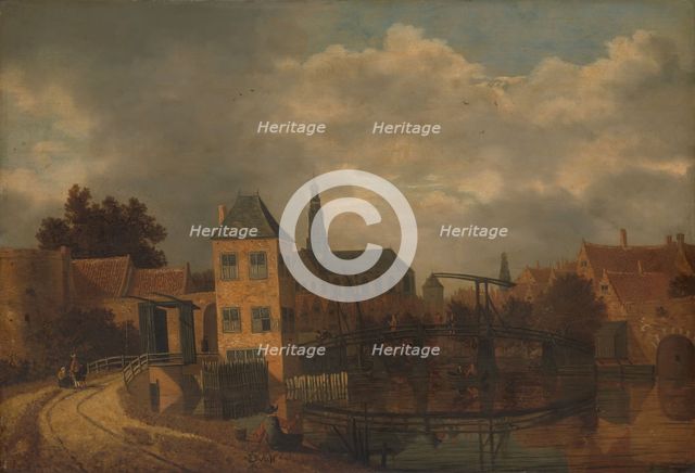 View of the Town of Haarlem, taken from the Spaarne River, showing the Eendjespoort, c.1650-c.1659. Creator: Balthasar van der Veen.