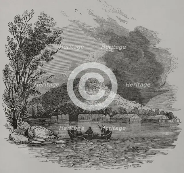 View of the town, Sulu, Sulu Island, Philippines, 1856. Creator: Cabanach.