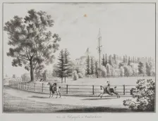 View of the Tobogganing Pavilion and the Telegraph at Oranienbaum, 1821-1822. Artist: Martynov, Andrei Yefimovich (1768-1826)