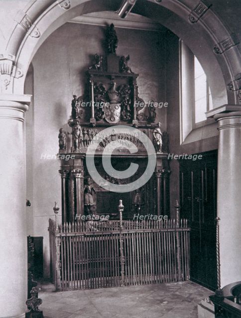 View of the tomb of Thomas Sutton, Charterhouse, Finsbury, London, 1880. Artist: Henry Dixon