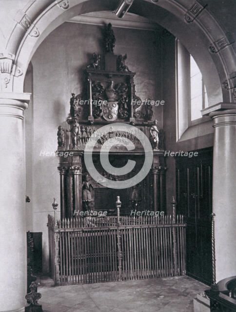 View of the tomb of Thomas Sutton, Charterhouse, Finsbury, London, 1880. Artist: Henry Dixon