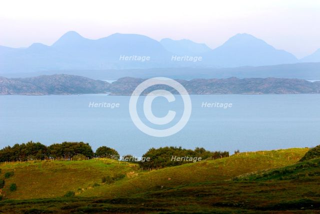 View of the Torridon Hills from Skye, Highland, Scotland. Creator: Peter Thompson.
