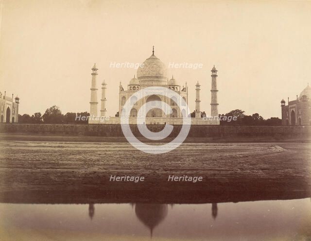 View of the Taj Mahal from the Jamuna, Agra, 1860s-70s. Creator: Unknown.