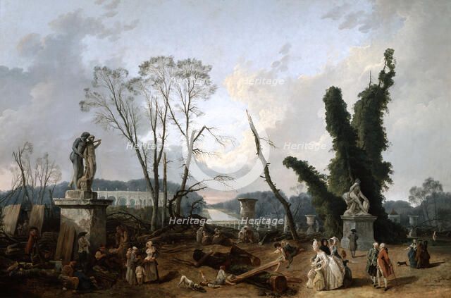 View of the 'Tapis Vert' in Versailles, 19th century. Artist: Fanny Robert