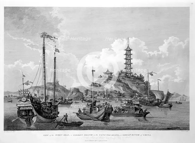 'View of the Tchin Shan, or Golden Island, in the Yang-tse Kiang, or Great River of China', 1796. Creator: Wilson.